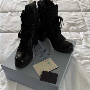Prada Women's Black Lace-Up Ankle Boots